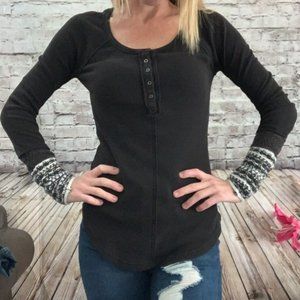 Free People Black Thermal Cuffed